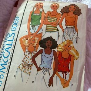 1970s vintage sewing pattern McCall's 6069 Six Sleeveless Styles Retro tops